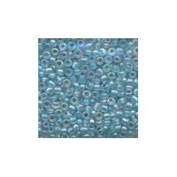 Glasperler, Rocailles 2,5mm, ca. 20g, lys turkis m/regnbueskr