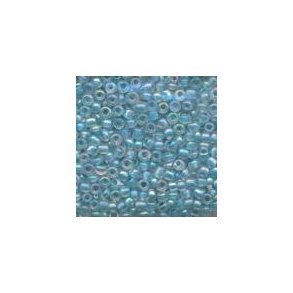 Glasperler, Rocailles 2,5mm, ca. 20g, lys turkis m/regnbueskr