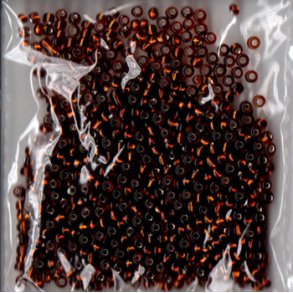 Glasperler, Rocailles 2,5mm, ca. 20g, brun/kobber glas m/slvkerne