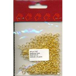 Split ringe, 5mmx0,8mm, guldfarvede, ca. 10gram