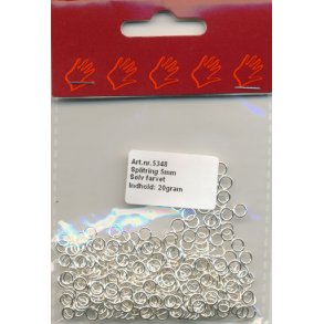 Split ringe, 5mmx0,8mm, slvfarvede, ca. 10gram
