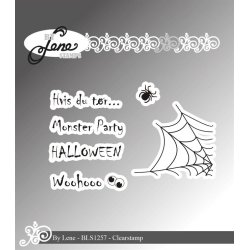 Akrylstempel fra By Lene, BLS1257, tekster og spindelvv til Halloween