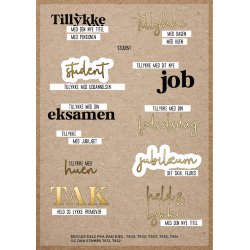 Akrylstempel, "job &amp; eksamen"-tekster fra DAN Stamps 7822