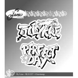 Akrylstempel fra By Lene, BLS1227, "Tillykke" &amp; "Perfect Day"