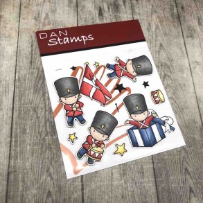 Akrylstempel, Gardere m/flag, tromme, pakke og stjerner
