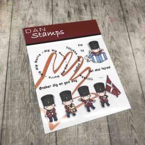 Akrylstempel, Mini gardere m/flag, tromme og tekster