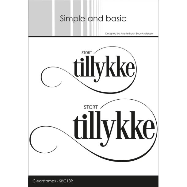 Akrylstempel, "Stort Tillykke" Simpel&Basic SBC139, 2 strrelser