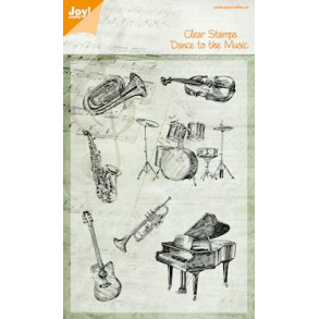 Akrylstempler, 7 stk. musikinstrumenter