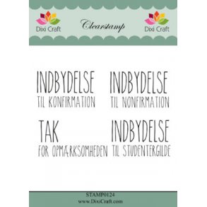 Akrylstempler, 4 stk. m/tekst max ca 54x30mm