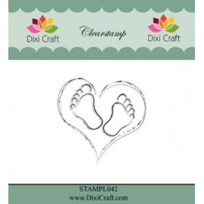 Akrylstempel, babyfdder i hjerte ca 54x54mm