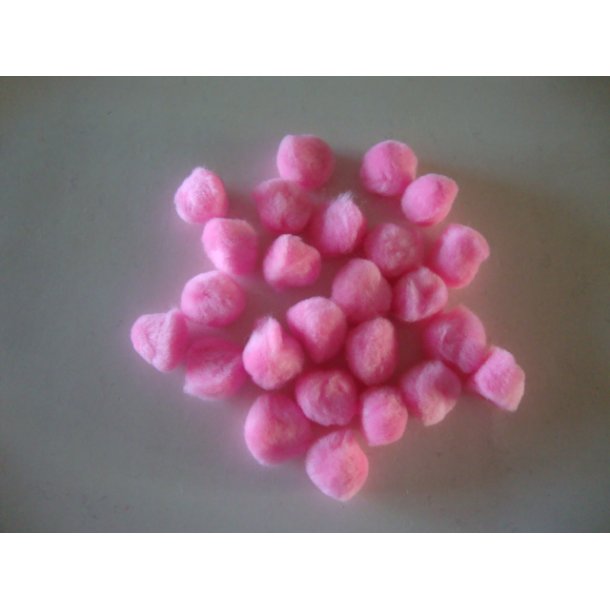 Pompon 10mm pink, 60 stk