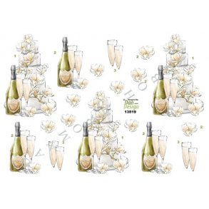 3D ark - Bryllup, champagne og byllupskage