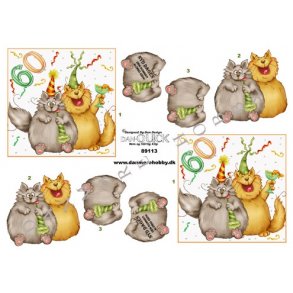 3D klippeark - Fdselsdag, 60 rs dag, katte