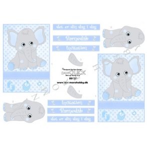 3D ark - Barned�b, babyelefant, dreng, lysebl�