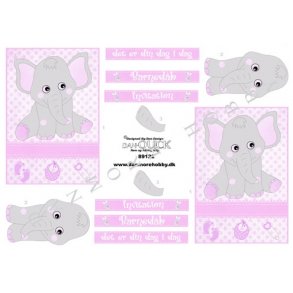 3D ark - Barned�b, babyelefant, pige, lyser�d