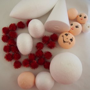 Vatkugler, styropor & pomponer