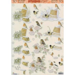 3D ark - Fugle, sm motiver, vinter