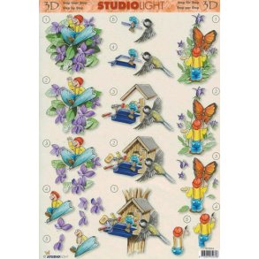 3D ark - Sm motiver med fugle og alfer