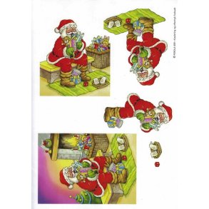 3D ark - Jul, julemand med pakker