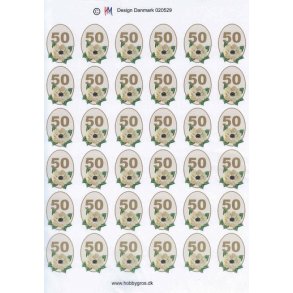 3D ark - Fdselsdage, 50 r, beige, 6x6 felter, tal