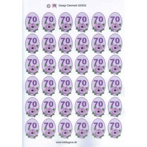 3D ark - Fdselsdage, 70 r, lilla, 6x6, tal