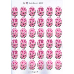 3D ark - Fdselsdage, 75 r, rosa, 6x6, tal