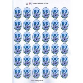 3D ark - Fdselsdage, 80 r, lilla, 6x6, tal