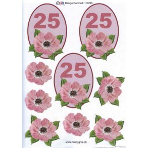 3D ark - Fdselsdage, 25 r, rosa, tal