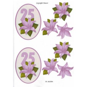 3D ark - Fdselsdage, 25 r, lilla klematis, tal