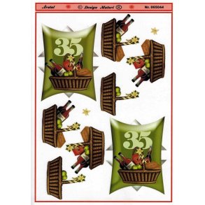 3D ark - Fdselsdage, 35 r, grn m/gavekurv, tal