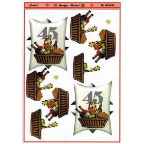 3D ark - Fdselsdage, 45 r grn m/gavekurv, tal