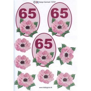 3D ark - Fdselsdage, 65 r, rosa, tal