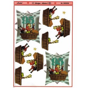 3D ark - Fdselsdage, 95 r, grn, m/gavekurv, tal