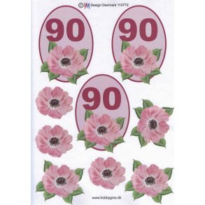 3D ark - Fdselsdage, 90 r, rosa, tal