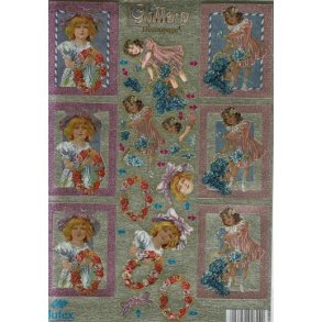 3D ark - udstanset, Pige, blomsterkrans, rose