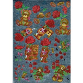 3D ark - udstanset, Blomster, bamser, rose, metallic