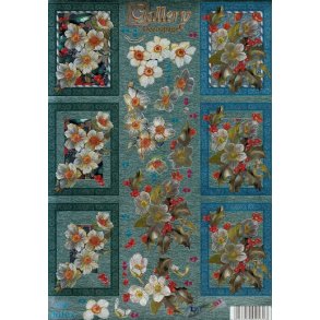 3D ark - udstanset, Blomster, julerose