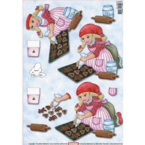 3D kravlenisse, karton, nissepige bager julekager