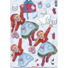 3D kravlenisse, karton, nissepige m/kringel