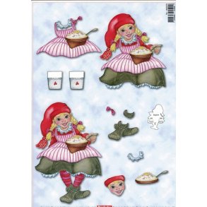 3D kravlenisse, karton, nissepige m/risengrd