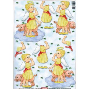 3D ark - Jul, engle til oph�ng, gul m/gris