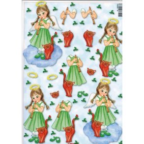 3D ark - Jul, engle til oph�ng, gr�n m/kat