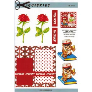 3D ark - Student, rd, ugle og rose