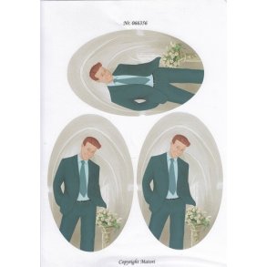 3D ark - Konfirmation. Dreng, r�dt h�r, jakkes�t, slips