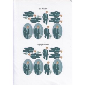 3D ark - Konfirmation. Dreng, jakkes�t, slips, gr� baggrund, 6 ovaler