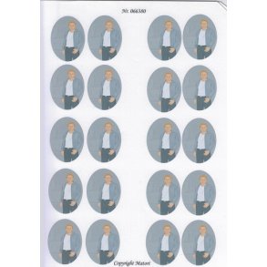 3D ark - Konfirmation. Dreng, blond h�r, t-shirt, kirke, 5x4 ovaler