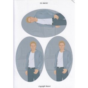 3D ark - Konfirmation. Dreng, blond h�r, t-shirt, kirke, tr�je