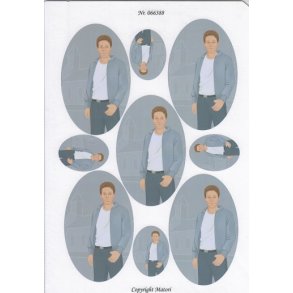 3D ark - Konfirmation. Dreng, m�rkt h�r, kirke, ovaler