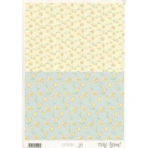 Basispapir, 2 delt, blomster, tulipaner