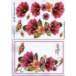 3D klippeark - Blomster, telegram m/smukke blomster